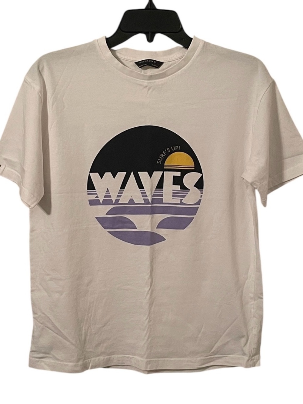 Nukutavake Boy’s White Multicolor Surfs Up Waves Graphic Top Shirt Size 16